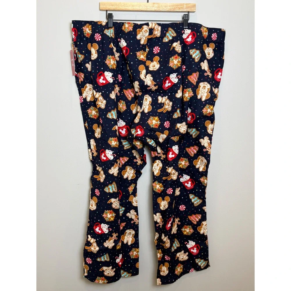 NWT Old Navy Womens 3X Disney Flannel Pajama Pants Blue Christmas Cookie Party
